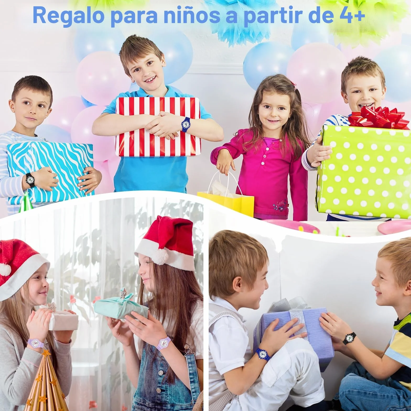 Reloj de Pulsera para Niños Analógico 30M Resistente al Agua Luz Nocturna 4-12 Años