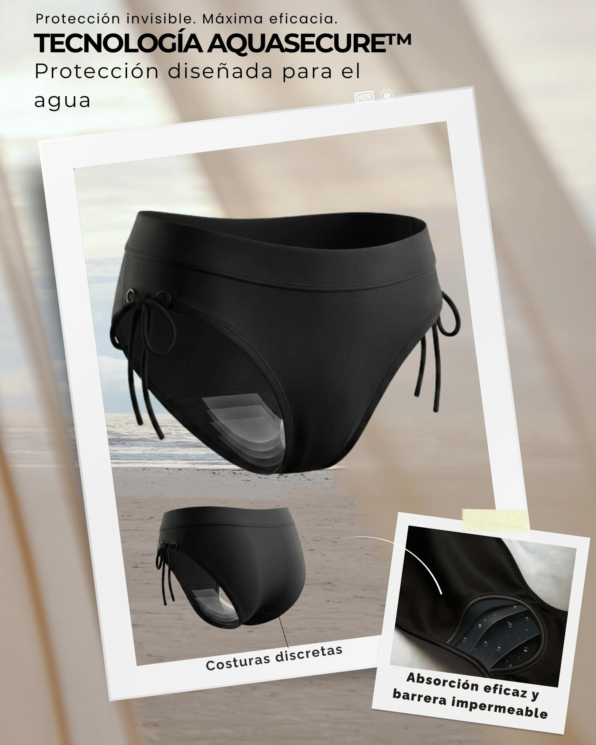 Bañador Menstrual Niñas Mujer Tecnología AquaSecure Flujo Ligero Medio Adolescentes 10-16 Años Piscina Playa OEKO-TEX
