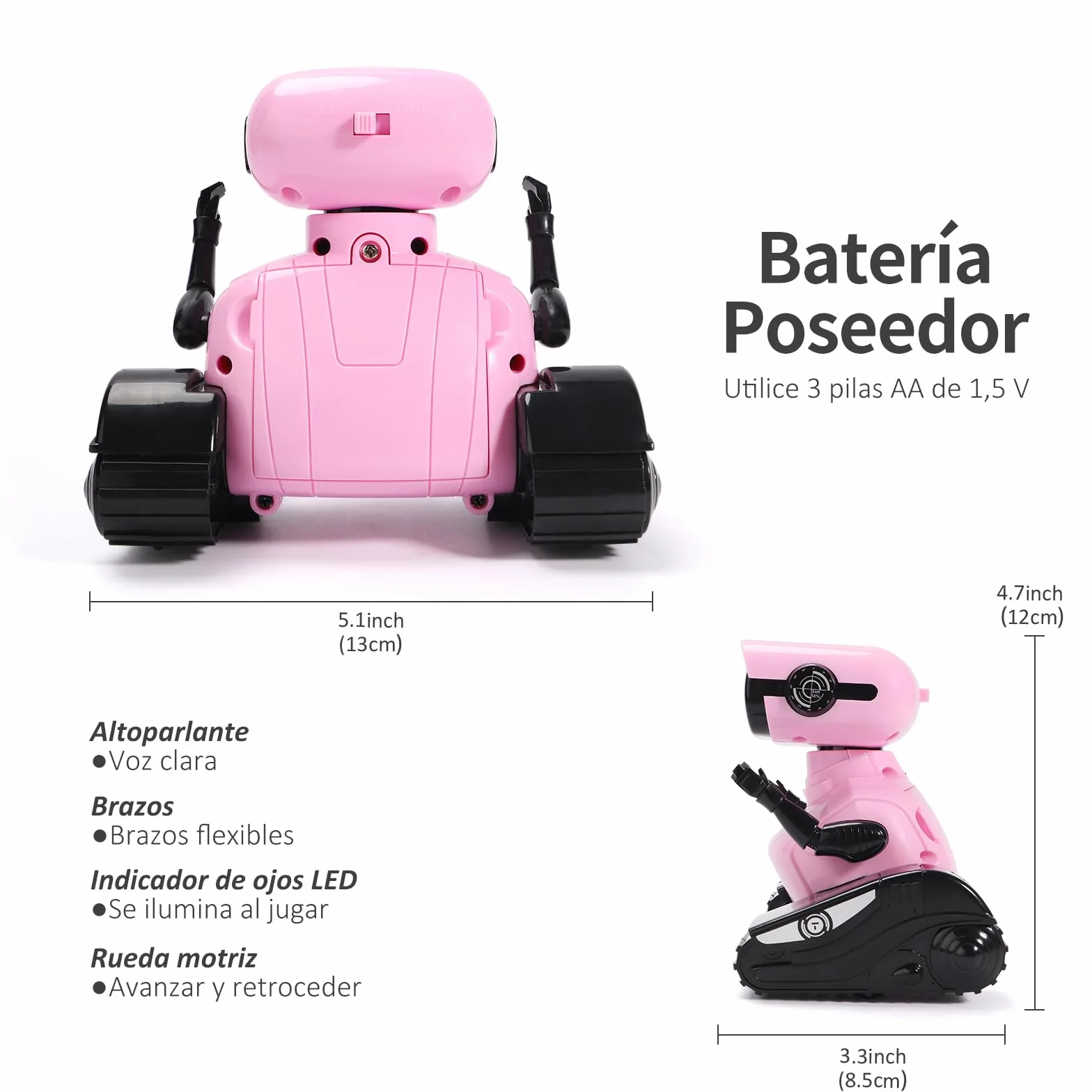 GILOBABY Robot Juguete, Control Remoto de 2,4 GHz Robots para Niños con Ojos LED, Brazos Flexibles, Sonido y Baile, Juego Educativo Regalo de Cumpleaños para Niños y Niñas más de 3 años (Rosa)