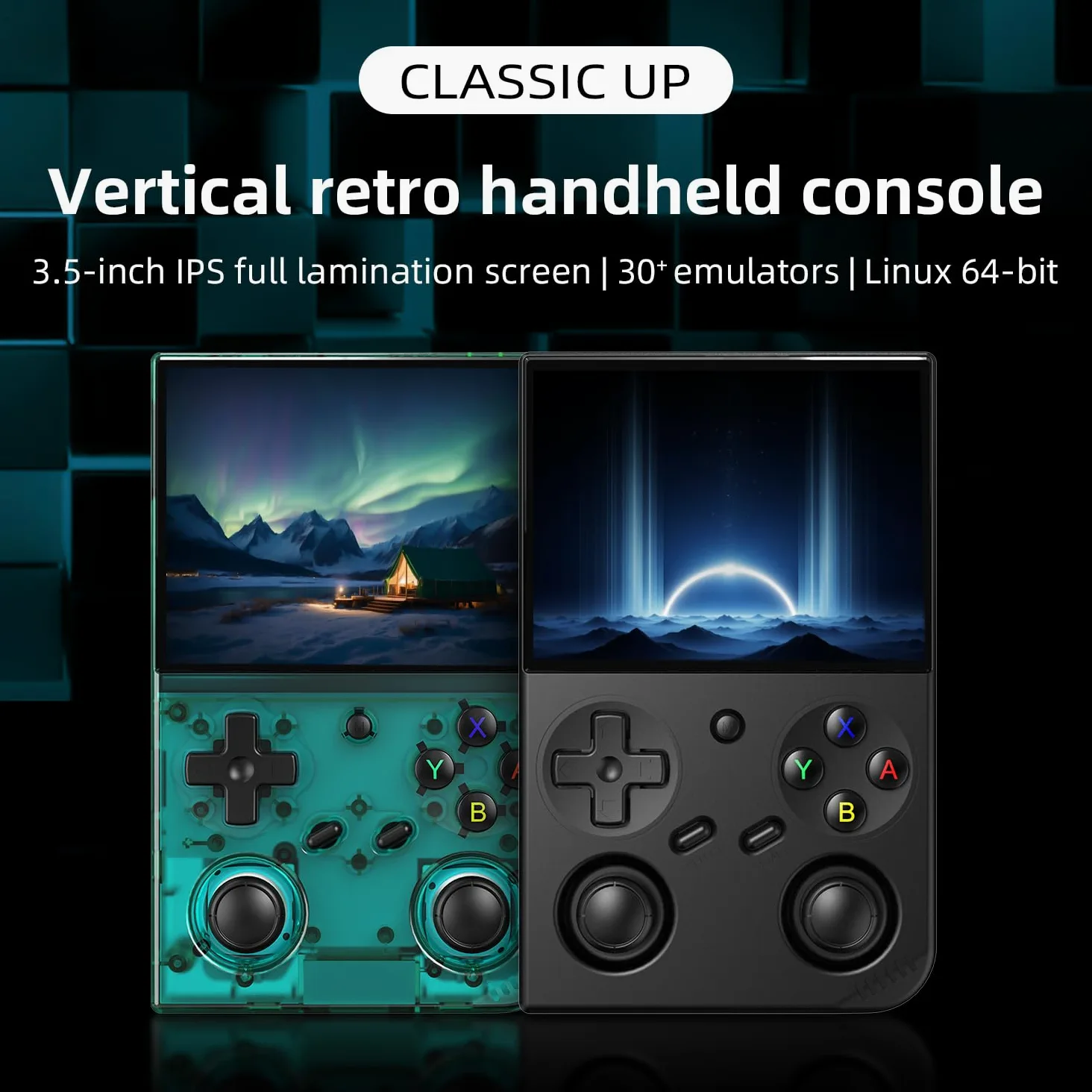 Classic Up Linux - Consola de juegos portátil de 3.5 pulgadas, pantalla IPS con una tarjeta 64G precargada 4969 juegos, soporta 5G WiFi, Bluetooth, HDMI y salida de TV de 3200 mAh
