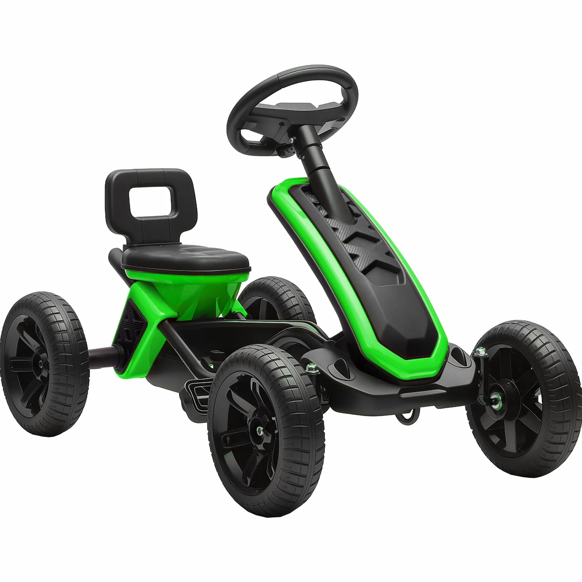 AIYAPLAY Kart Pedales, Go Kart con Ruedas Antideslizantes de EVA, Marco Metálico, Carga 30 kg, para Niños y Niñas de 2-5 Años, Verde