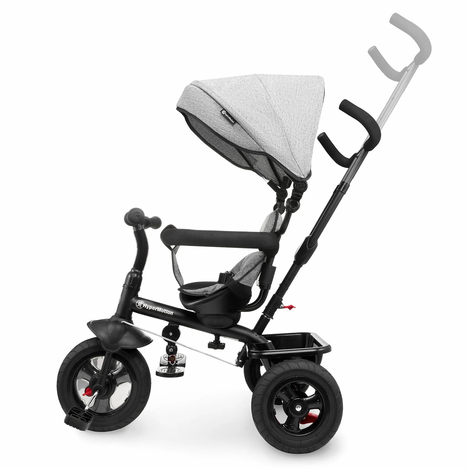 HyperMotion Triciclo Infantil con Manillar para Padres - Bici Bebé 1 Año Evolutiva hasta 20kg - Modelo Similar Kinderkraft con Barra de Empuje - Saltador Bebe Gris