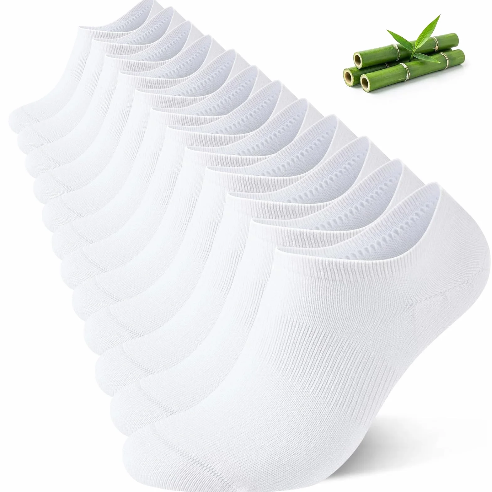 Calcetines Invisibles de Bambú 6 Pares, Unisex Transpirables con Silicona Antideslizante, Talla 35-50