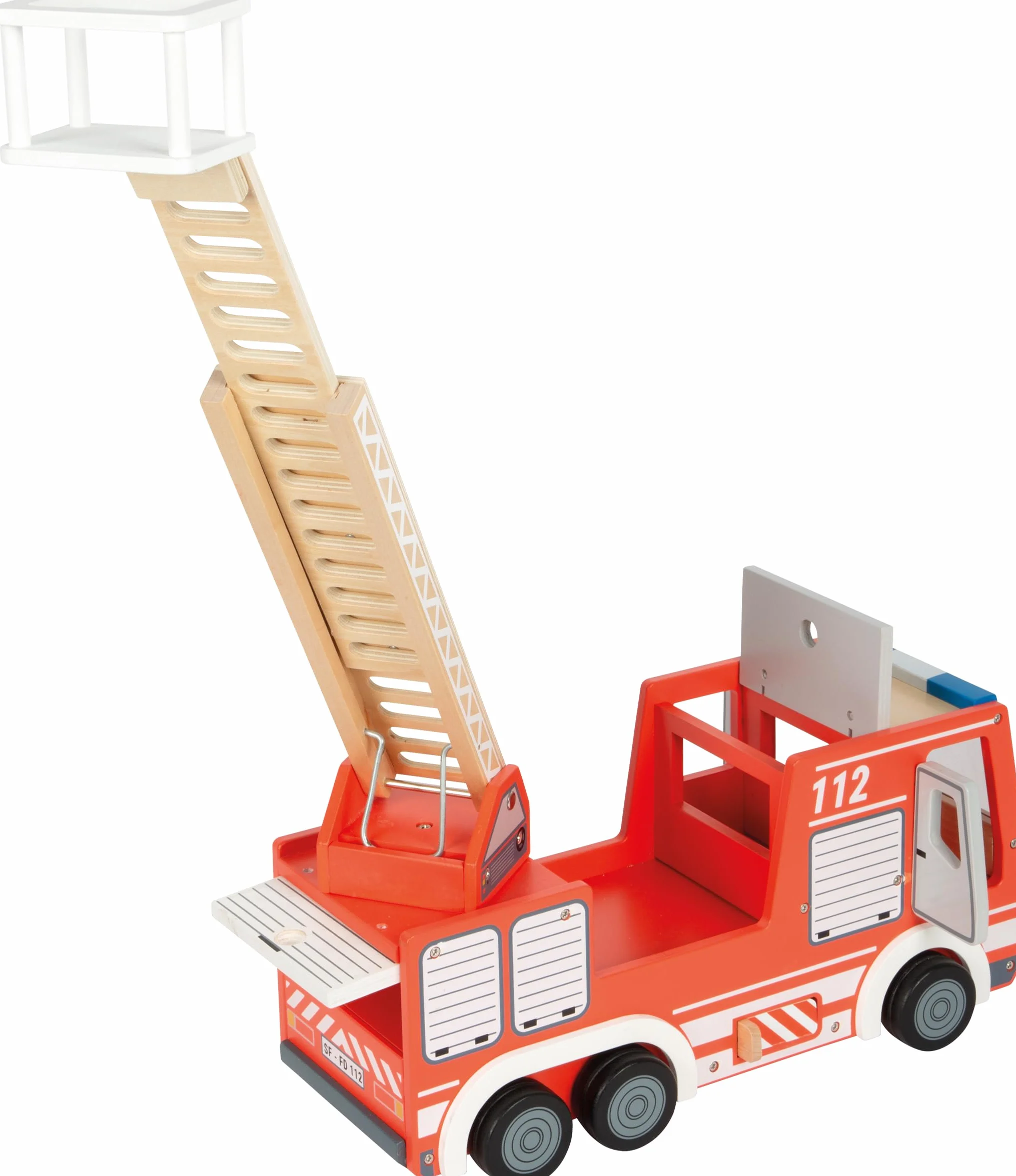 small foot Coche de Bomberos, Madera, con Escalera giratoria, Manguera, Acc. Juego Bomberos, a Partir 3 años, 12657
