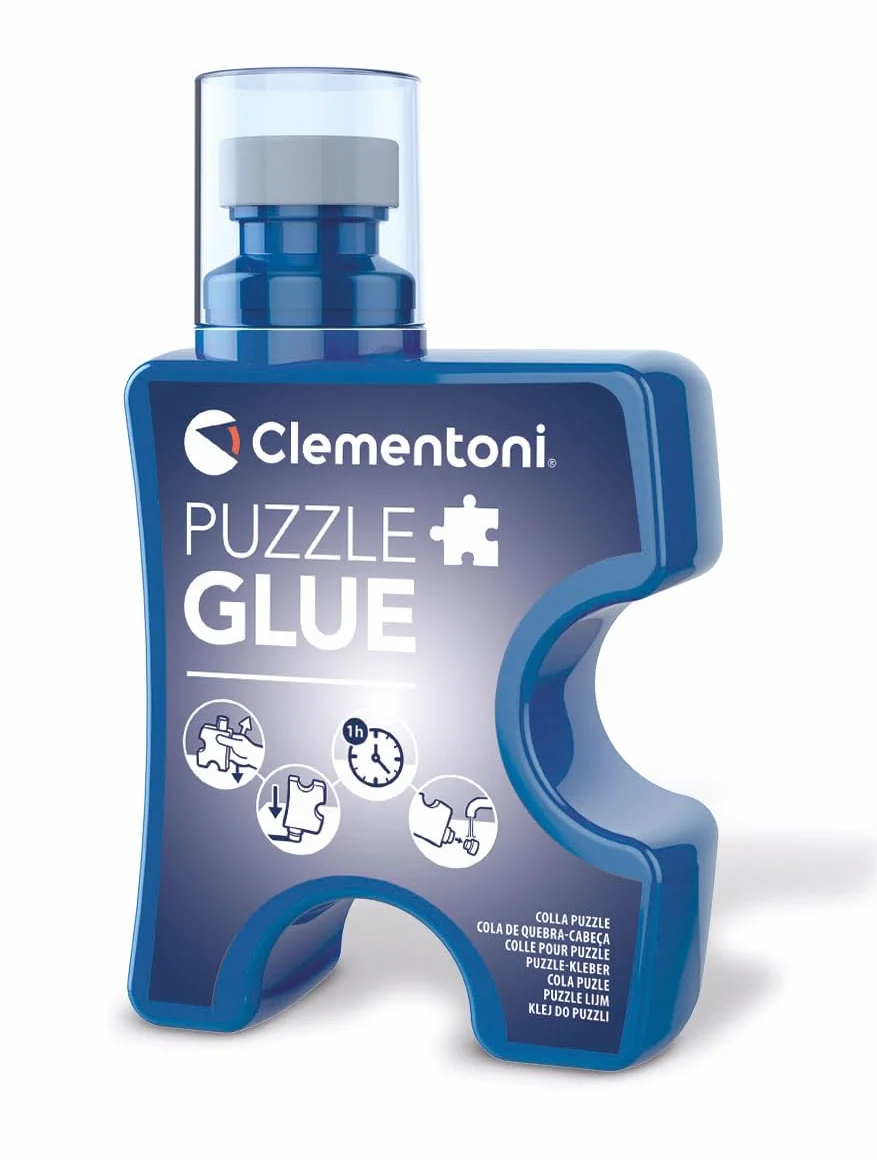 Clementoni - Pegamento Líquido para Puzzles 200 ml - Fijador Transparente con Esponja Aplicadora - Preserva los Colores y Protege tu Puzzle - Fácil de Usar y de Secado Rápido, 37044