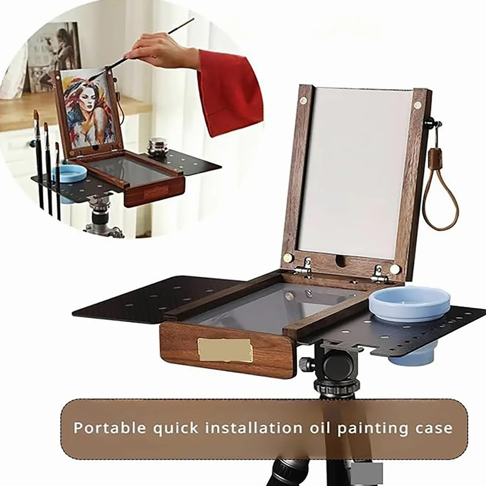 Caballete de aire plegable portátil con configuración rápida, compartimento de almacenamiento para bocetos, acuarela, pintura al óleo, artistas, estudiantes