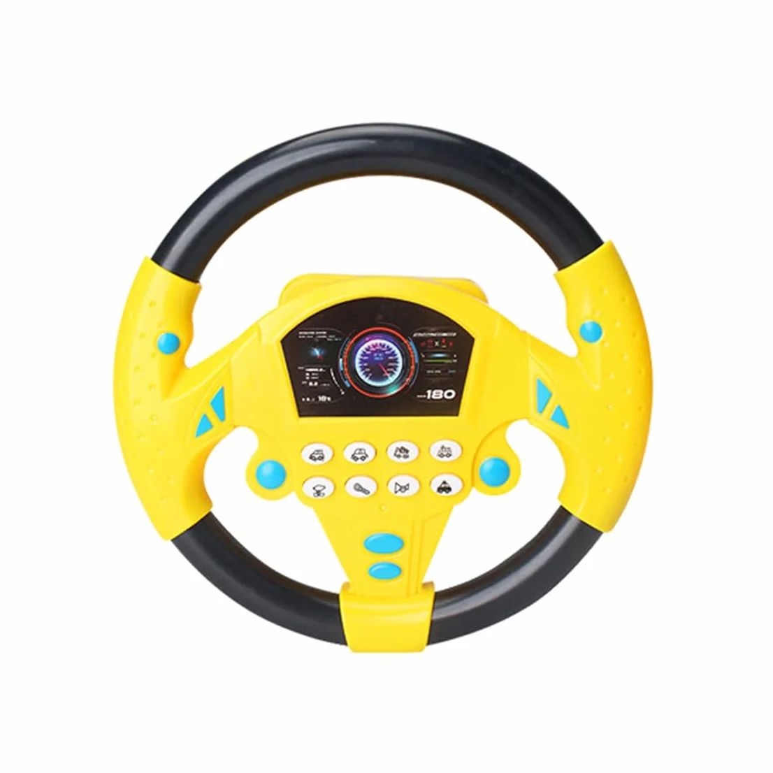 360° Rotating Musical Steering Wheel - Portable Car Back Seat Driving Simulation Toy, Fun Tunes & Realistic Driving Sounds, Travel Activity for On-Road Entertainment During Trips (Yellow)