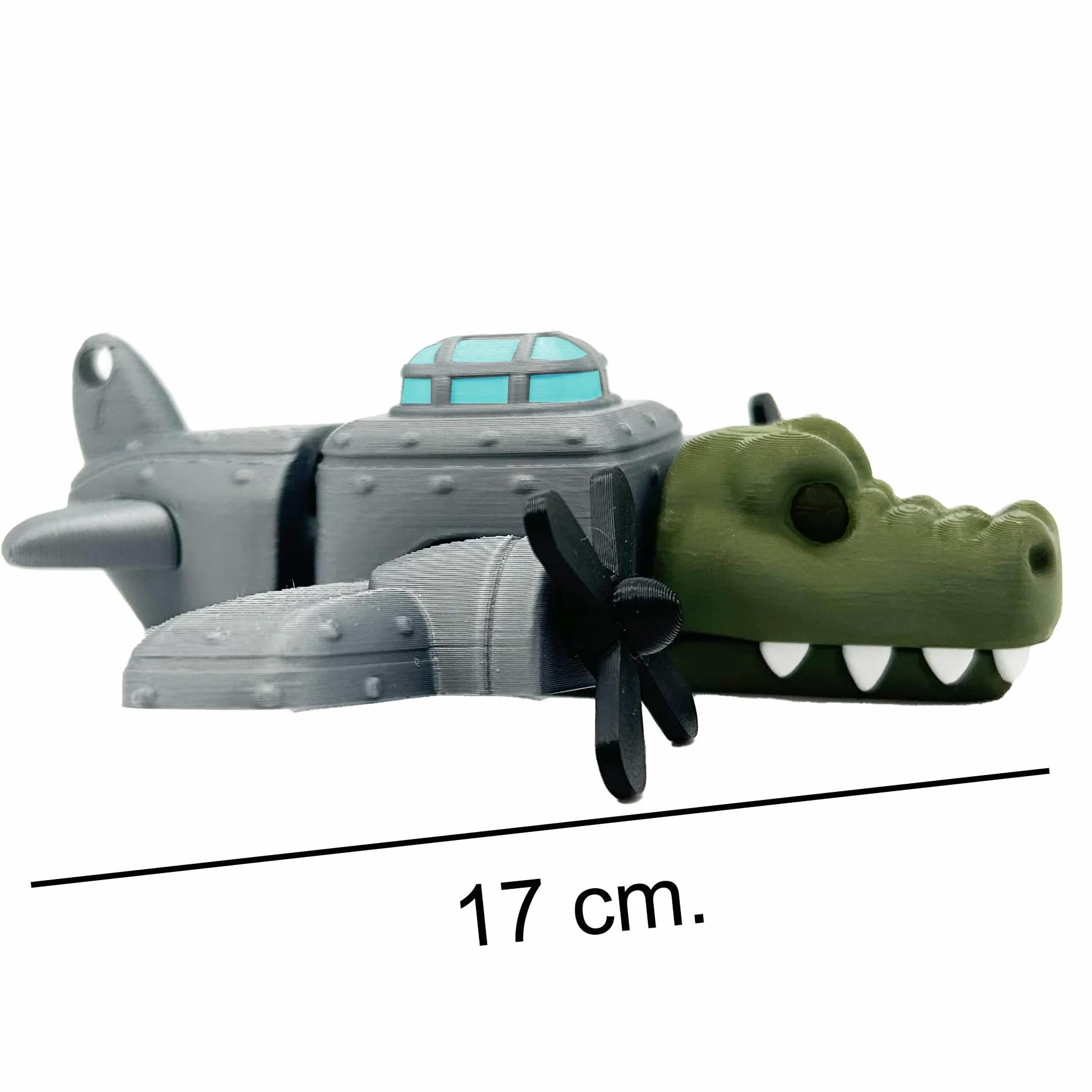 Bombardino Cocrodilo – Figura Articulada XL 17 cm - Bombardero con Cabeza de Cocodrilo - Hélices Giratorias y Boca Móvil - Meme Viral Brainrot - Coleccionable de los Brian rot memes italianos - Tralal