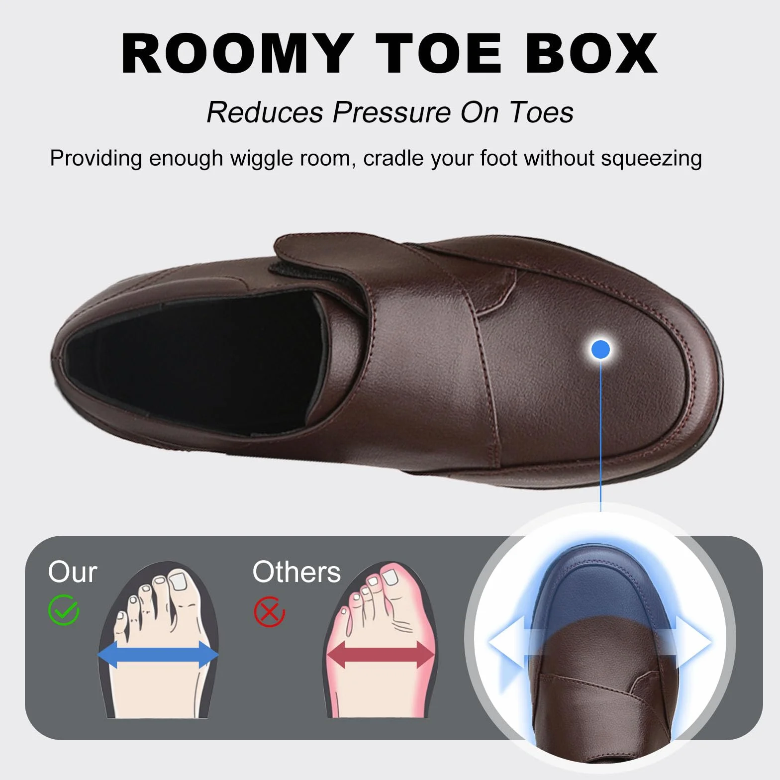 Zapatos Ortopédicos Cuero para Hombre Pies Hinchados Fascitis Plantar Marrón 38EU