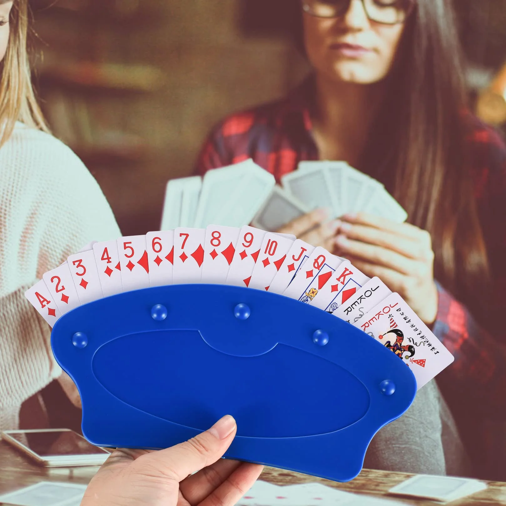 2 Piezas Soporte para Naipes, Sujeta de Juego de Naipes Manos Libres, Soporte para Juego de Cartas Plastic para Niños Adultos Personas Mayores