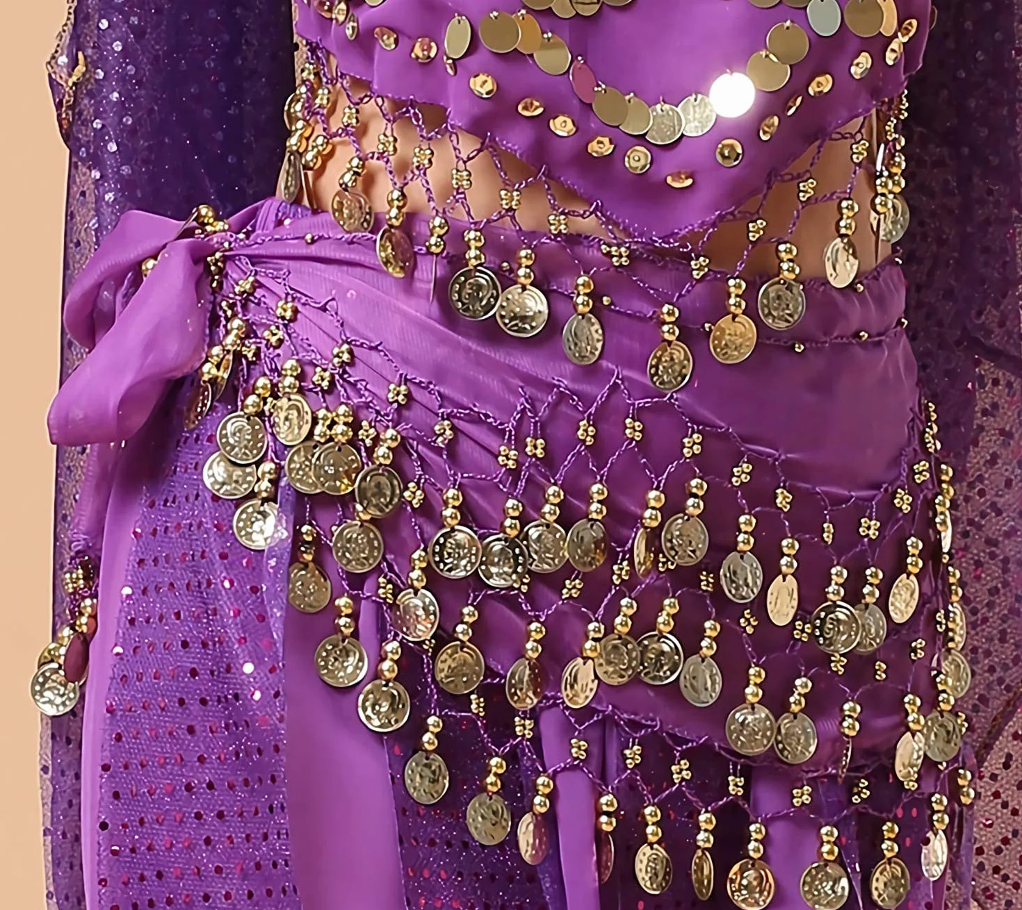 Carnavalife Pañuelo Danza del Vientre Falda Cinturón con Monedas Lentejuelas