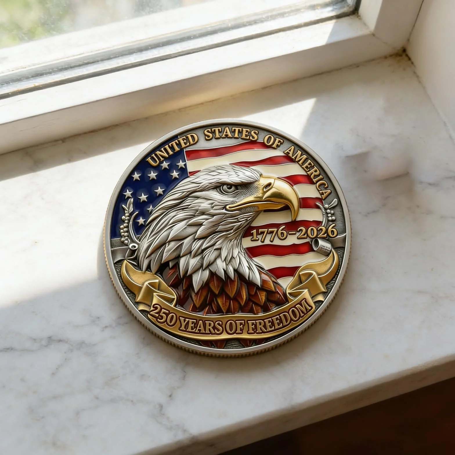 Moneda de artefacto histórico que conmemora los 250 años de independencia de Estados Unidos con emblemas nacionales, medallas coleccionables de regalo de EE. UU