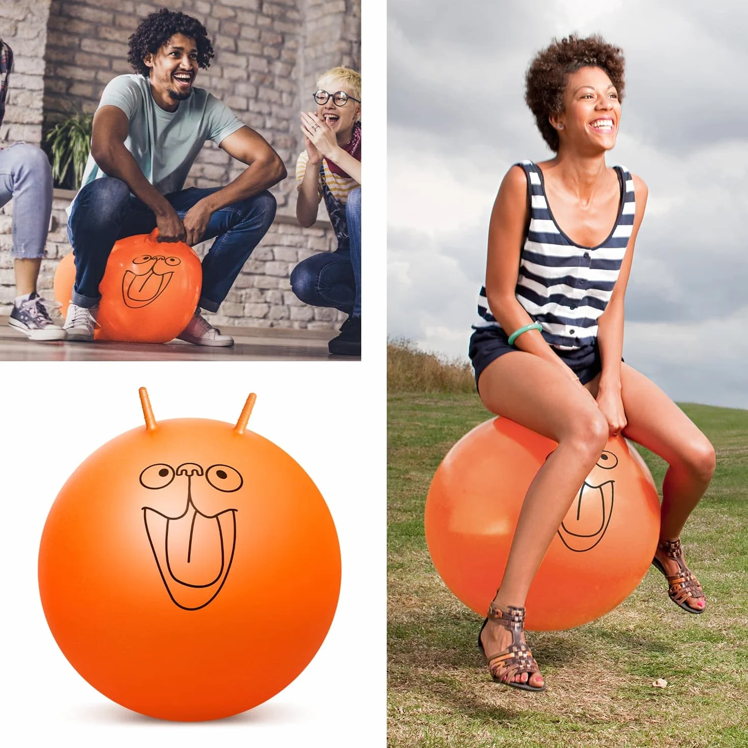 CKB LTD Bola para Saltar, Pelota saltarina Juguetes Jardin Tolva Espacial Gigante Retro Extra Grande 75 cm para Adultos – Inflable Incluye Bomba de pie soporta hasta 100kg – Naranja