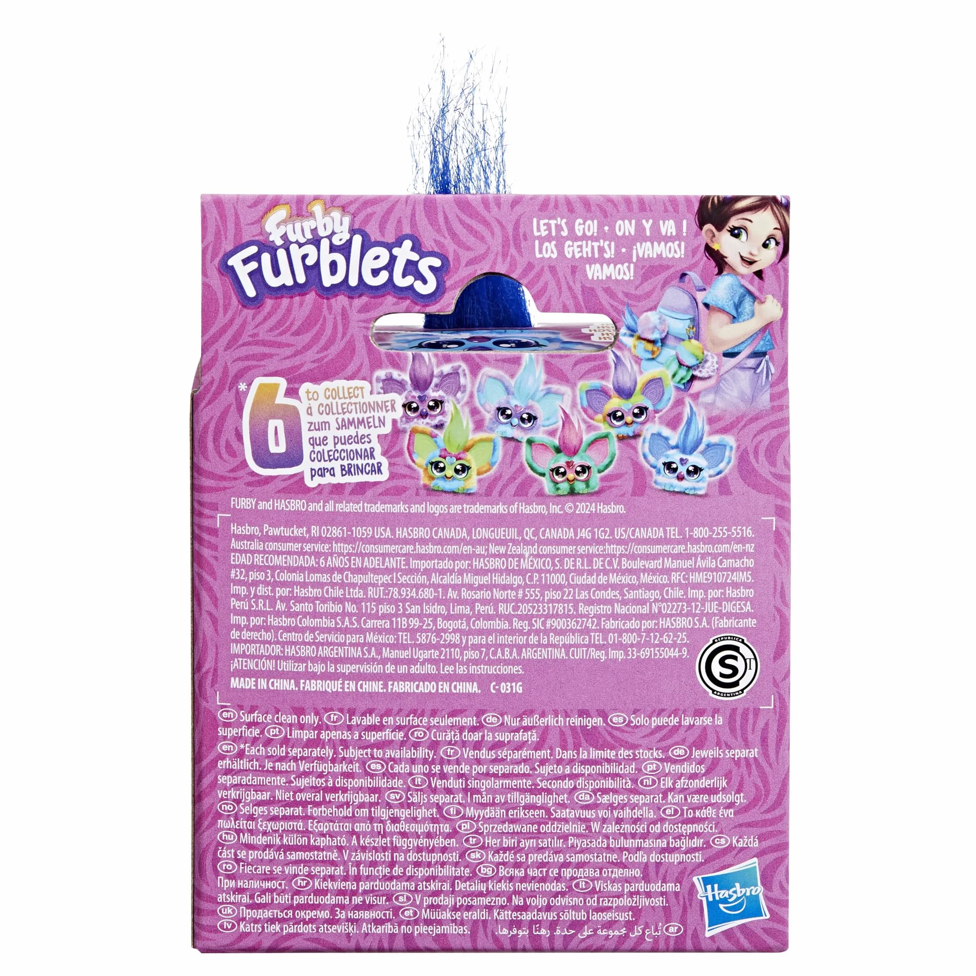 Furby Furblets, Miniamigo Ooh-Koo, Más de 45 Sonidos, Música Rock y Frases en Furbish, Peluche electrónico para niños y niñas a Partir de 6 años, Azul y Blanco