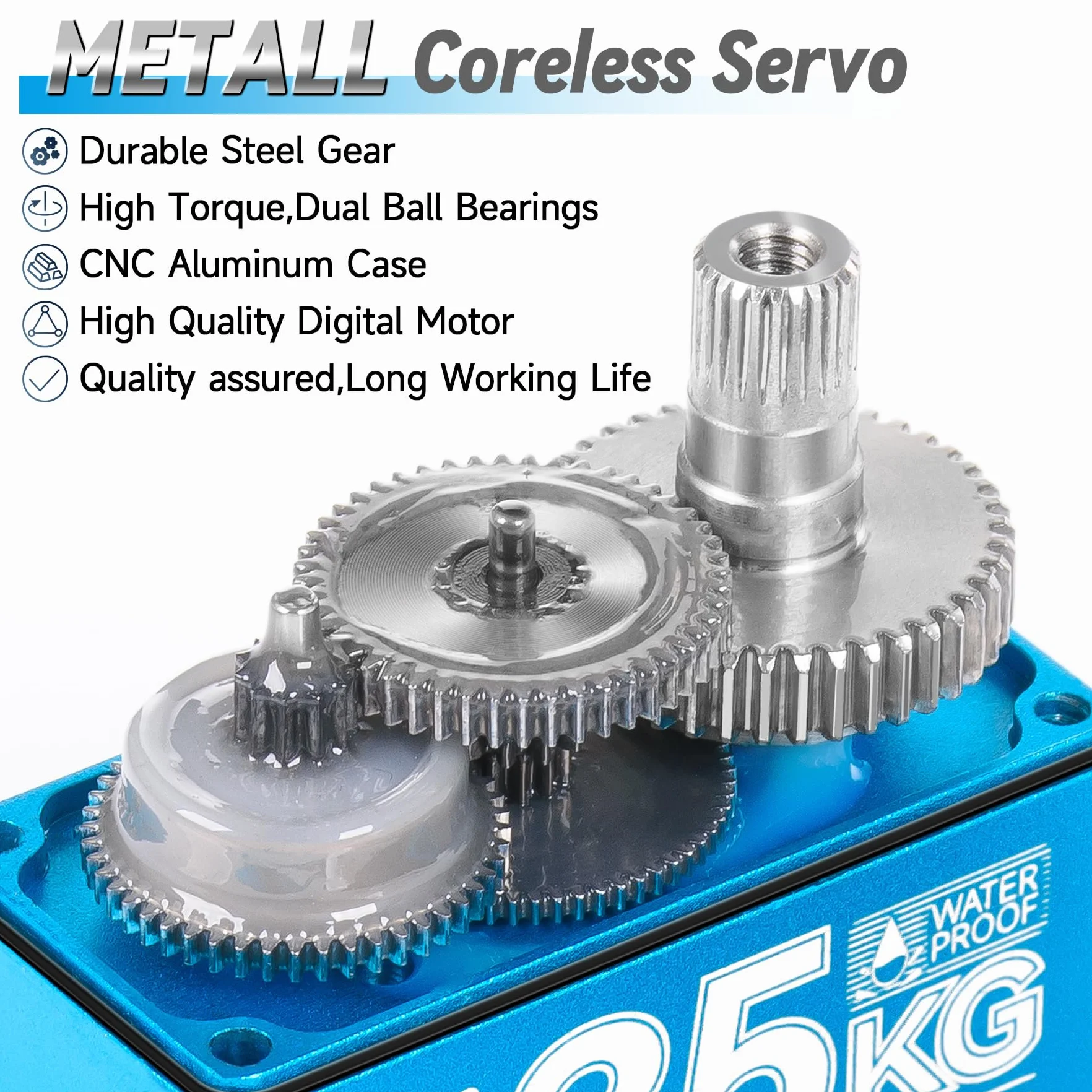 Miuzei Servo 35 kg 270° RC Digital Servomotor impermeable metal engranaje motor modelado para coche 1/10 1/8 robot brazo avión 8,4 V alta velocidad Torque Micro servo de dirección con cable 25T