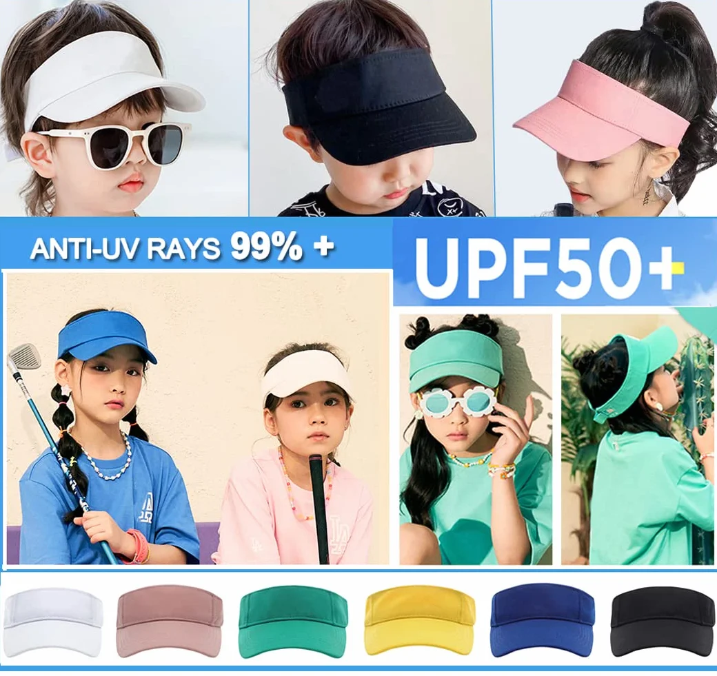 Sombrero de visera para niños anti UV, ala ancha, ajustable, protección solar