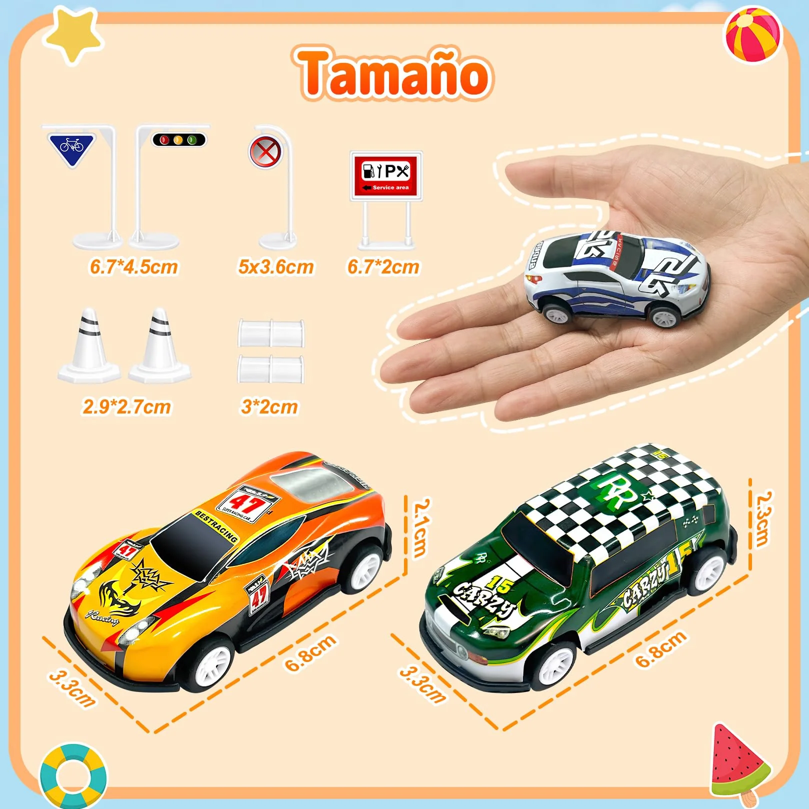 Coches para Niños, Juguete Coche de Carreras, 22 Pack Micromachines de Retroceso de Metal con 8 Obstáculos, Mini Racers Cars Juguetes 3 4 5 6 7 8 Años, Navidad Cumpleaños Fiesta Regalos