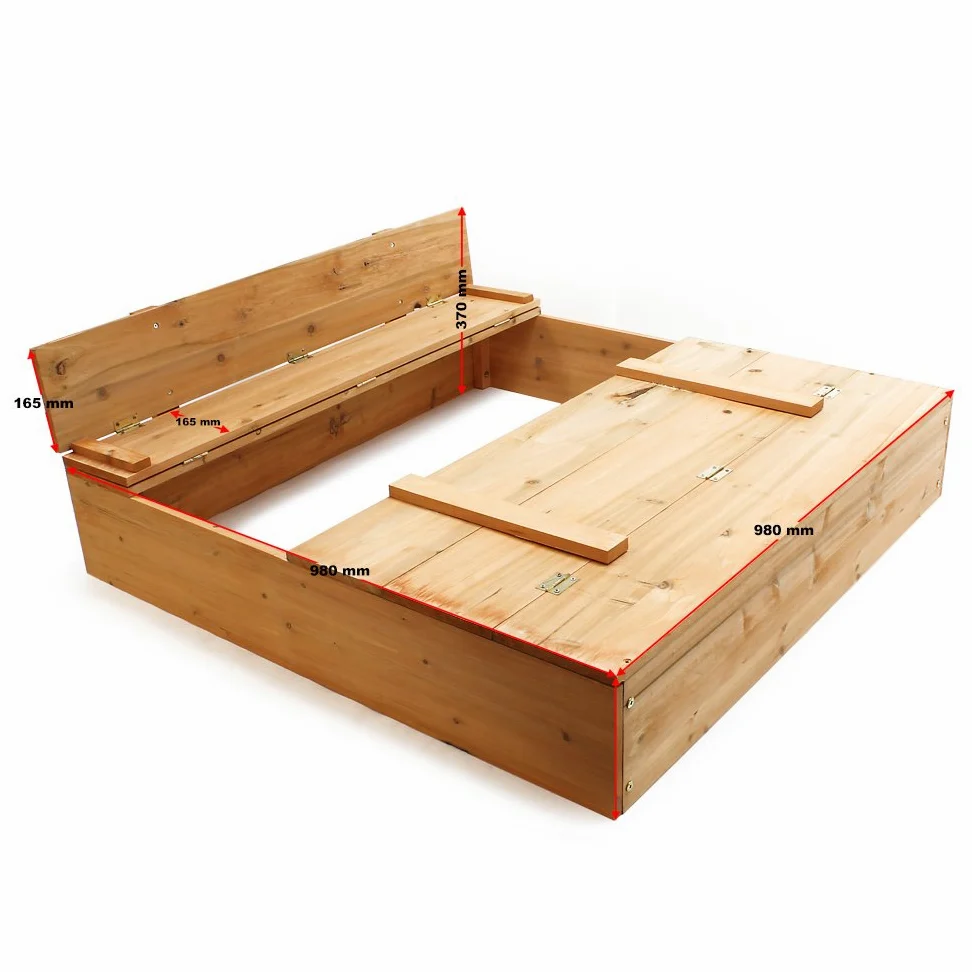 Arenero para niños con Tapa abatible Banco y Respaldo Madera Caja de Arena arenero Infantil