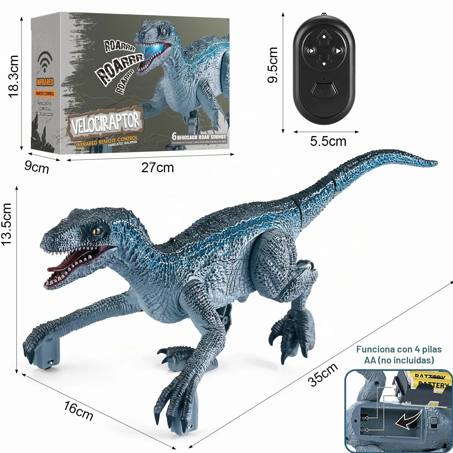 Dinosaurio Teledirigido, Dinosaurio Juguete para Niños, Dino Robots a Control Remoto con Luces LED y Sonidos, Juguete Teledirigido para Niños de 3 4 5 6 7 8 Años, Navidad