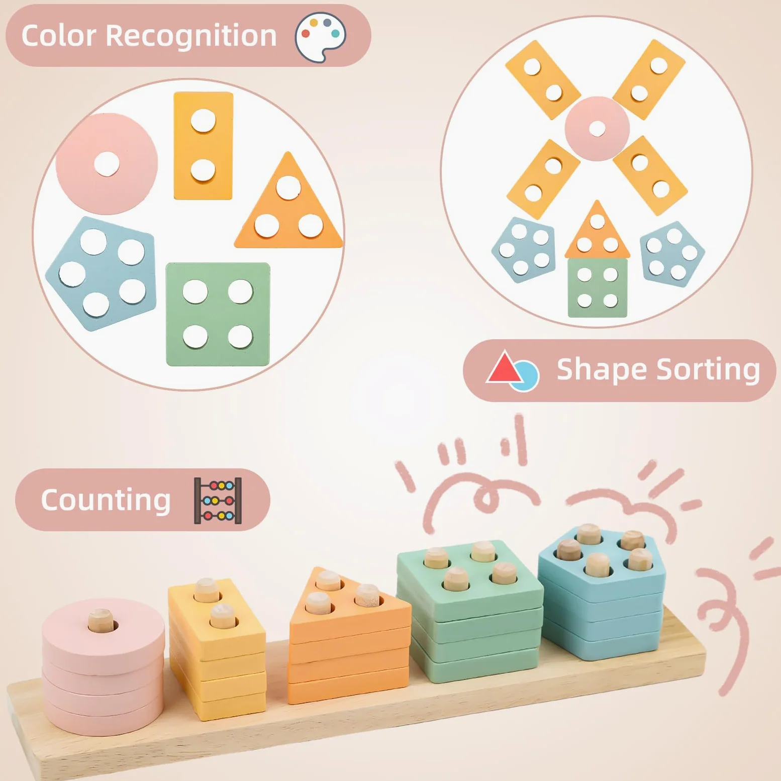 LUCKFUTURE Juguetes para bebés de 6 a 18 Meses, Juego de Juguetes Montessori 8 en 1, Juguetes educativos de Aprendizaje para niños pequeños de 1 a 3 años, Regalos de Moda para niños y niñas