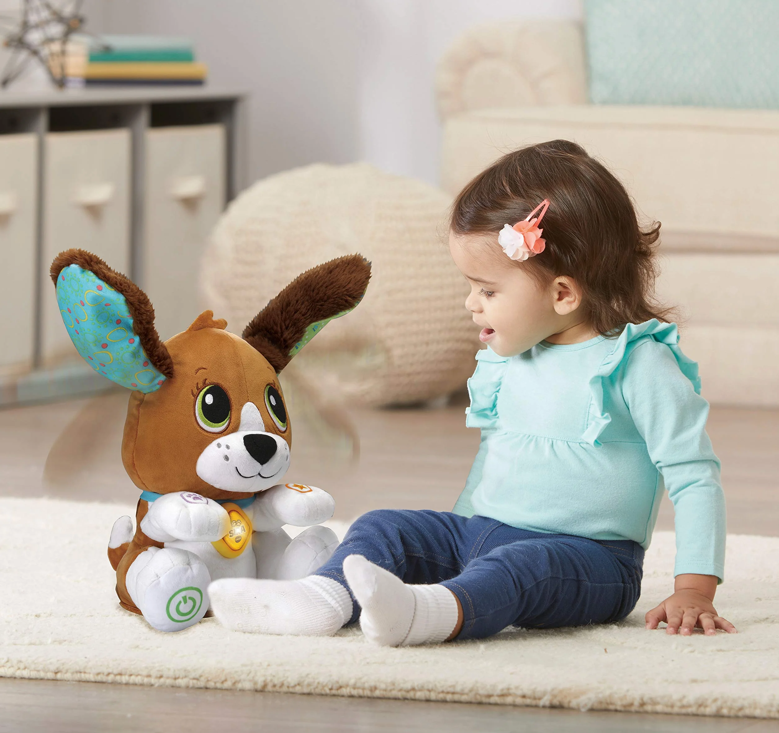 VTech-Baby Sira la perrita interactiva, Suave Animal de Peluche Que fomenta la conversación y Repite lo Que Dices, Juguete para bebés +12 Meses, Versión ESP