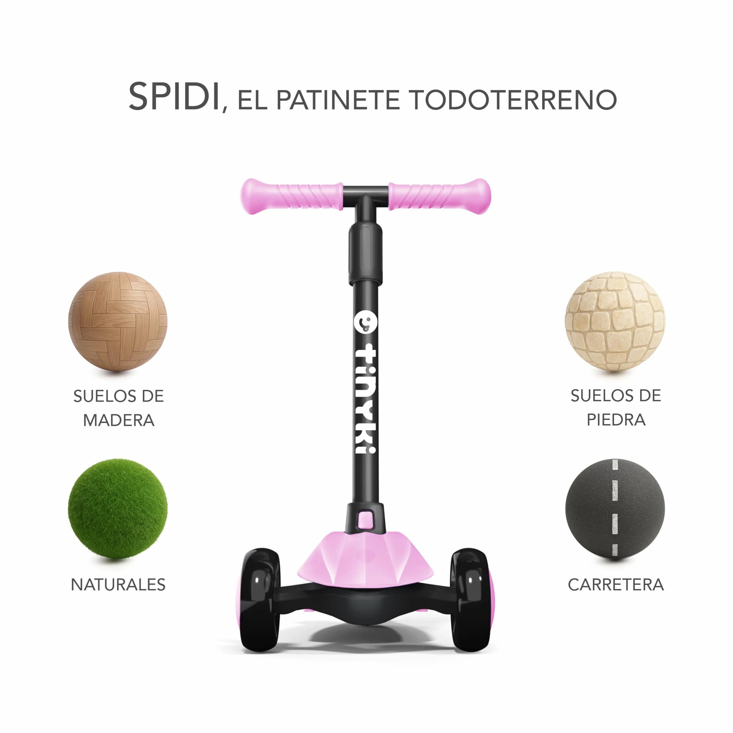 TINYKI Patinete Niño 2 Años a 6 - Altura Ajustable con Ruedas Luces LED - Scooter Niño 3 Ruedas - Patineta Infantil para Niños y Niñas Jugar