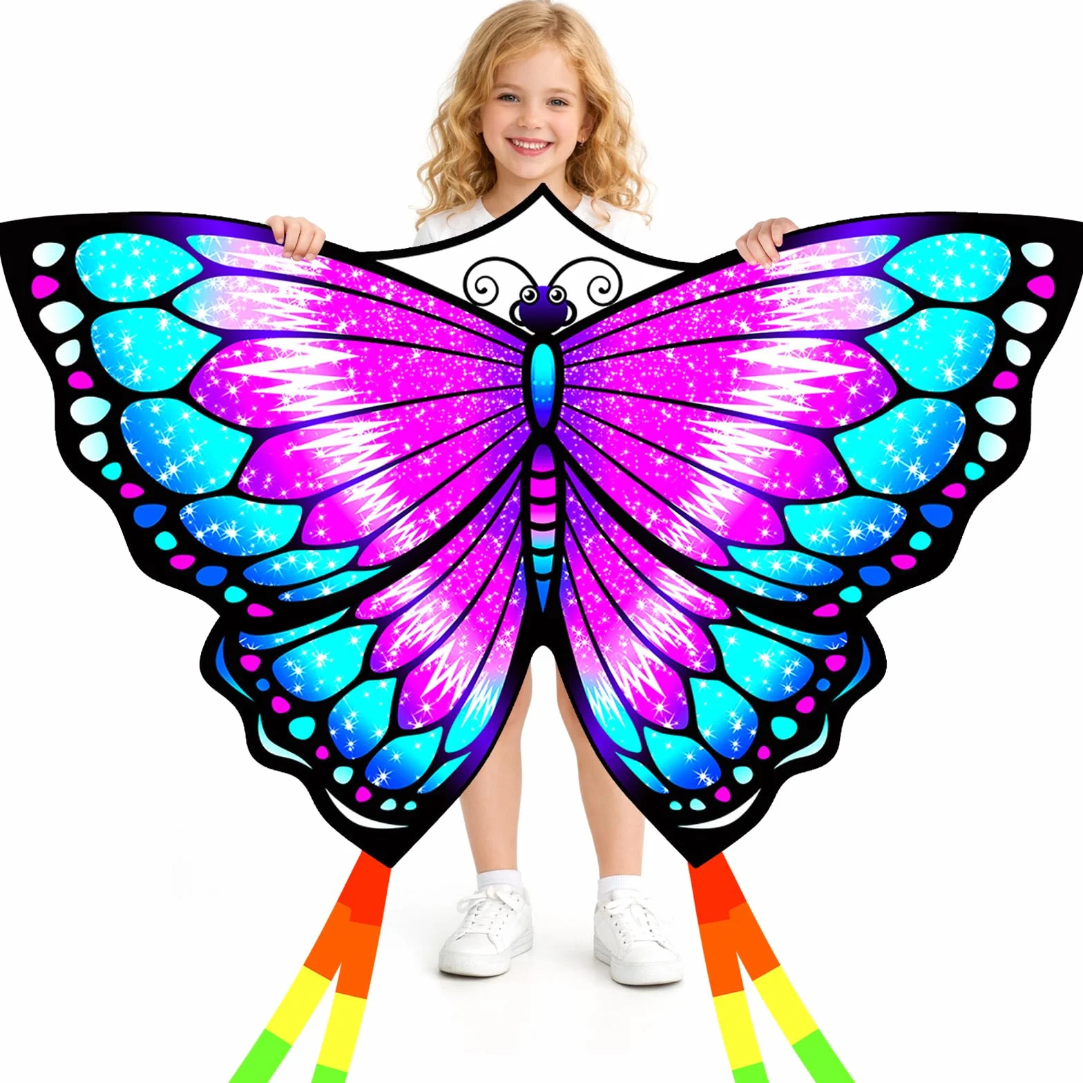 Gran Cometa de Mariposa, Fácil Volar y Montar, Cometas para Niños con Ola Larga para Niños y Adultos Principiantes, para Playa, Viaje, Juegos al Aire Libre