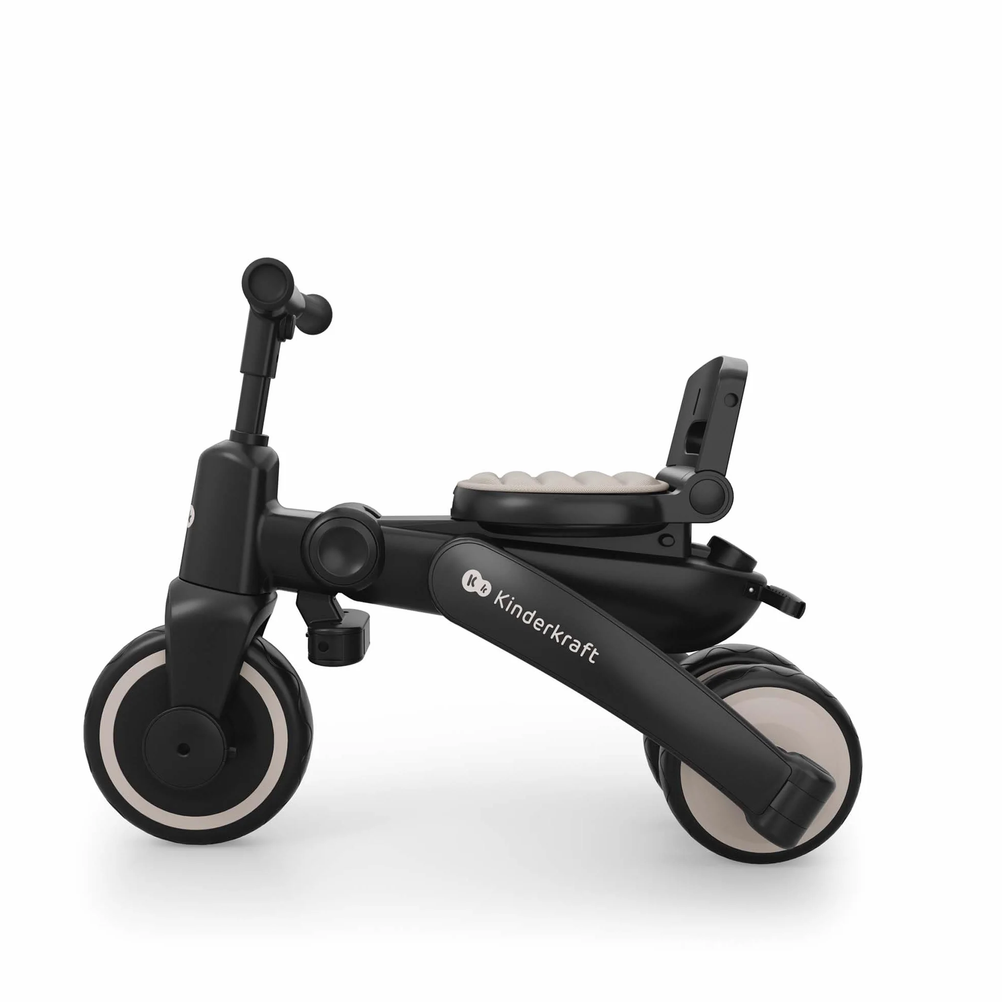 Kinderkraft Jazz 3 Triciclo, Asiento Giratorio 360°, posición semirreclinada, Plegable, Capota UPF 50+, Manillar para Padres, función de Bicicleta de Equilibrio, Beige