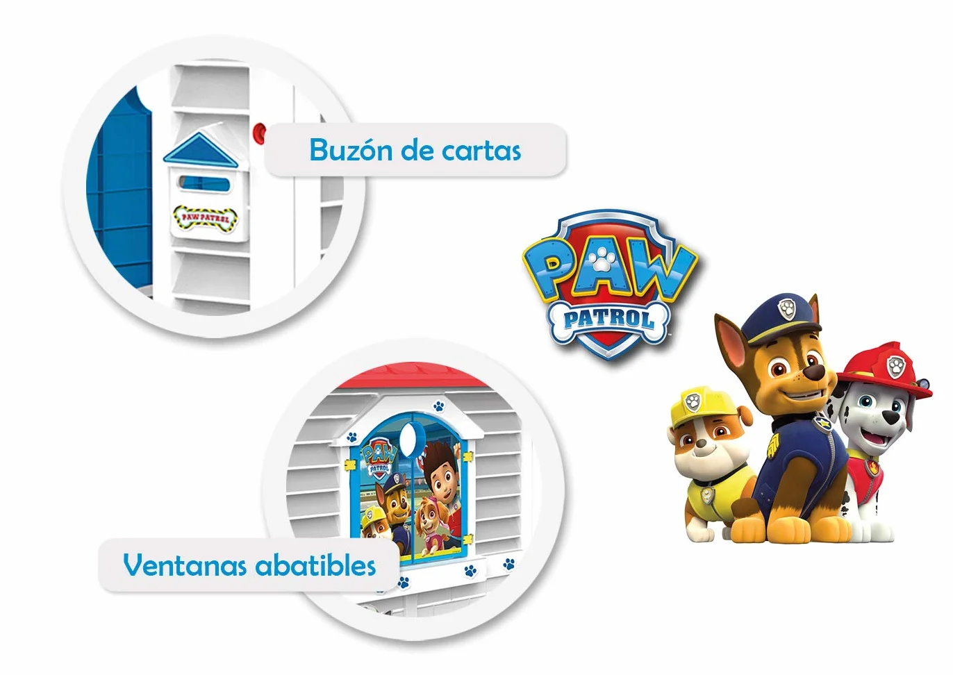 Chicos Patrulla Canina Casita Infantil Plástico Resistente Interior Exterior Blanco Rojo