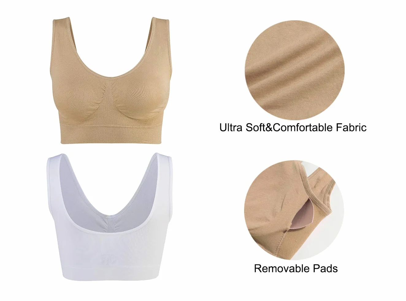 Lemef Sujetador Deportiva sin Costuras sin Aros con Almohadillas Extraíbles para Mujeres 3 Paquetes