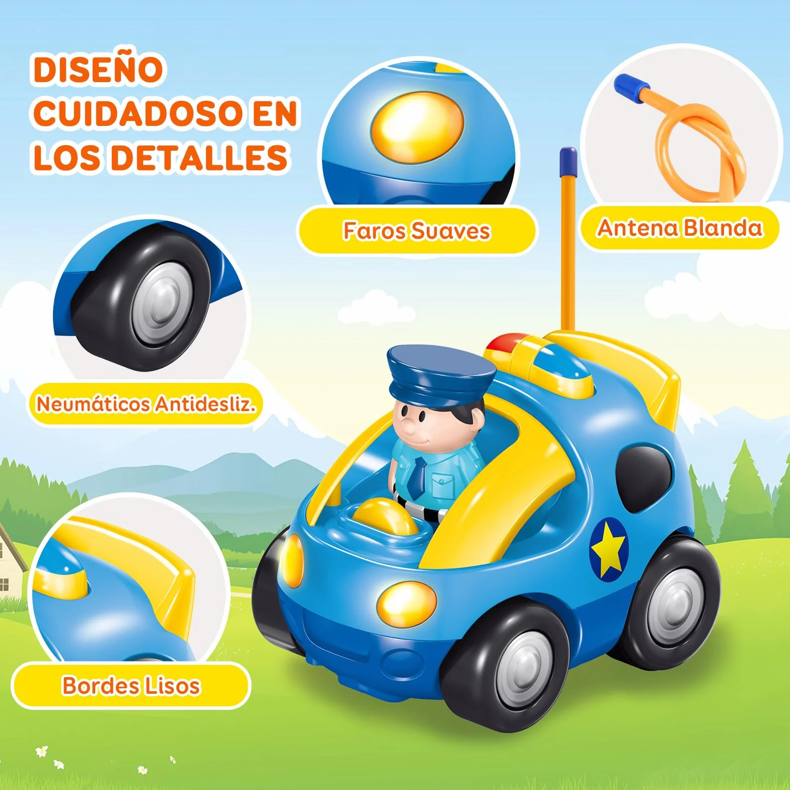 Pup Go Coche de Carreras RC Cartoon para Niños Pequeños 18 Meses, Música y 2 Muñecas Intercambiables, Primer Coche de Control Remoto, Cumpleaños o Navidad