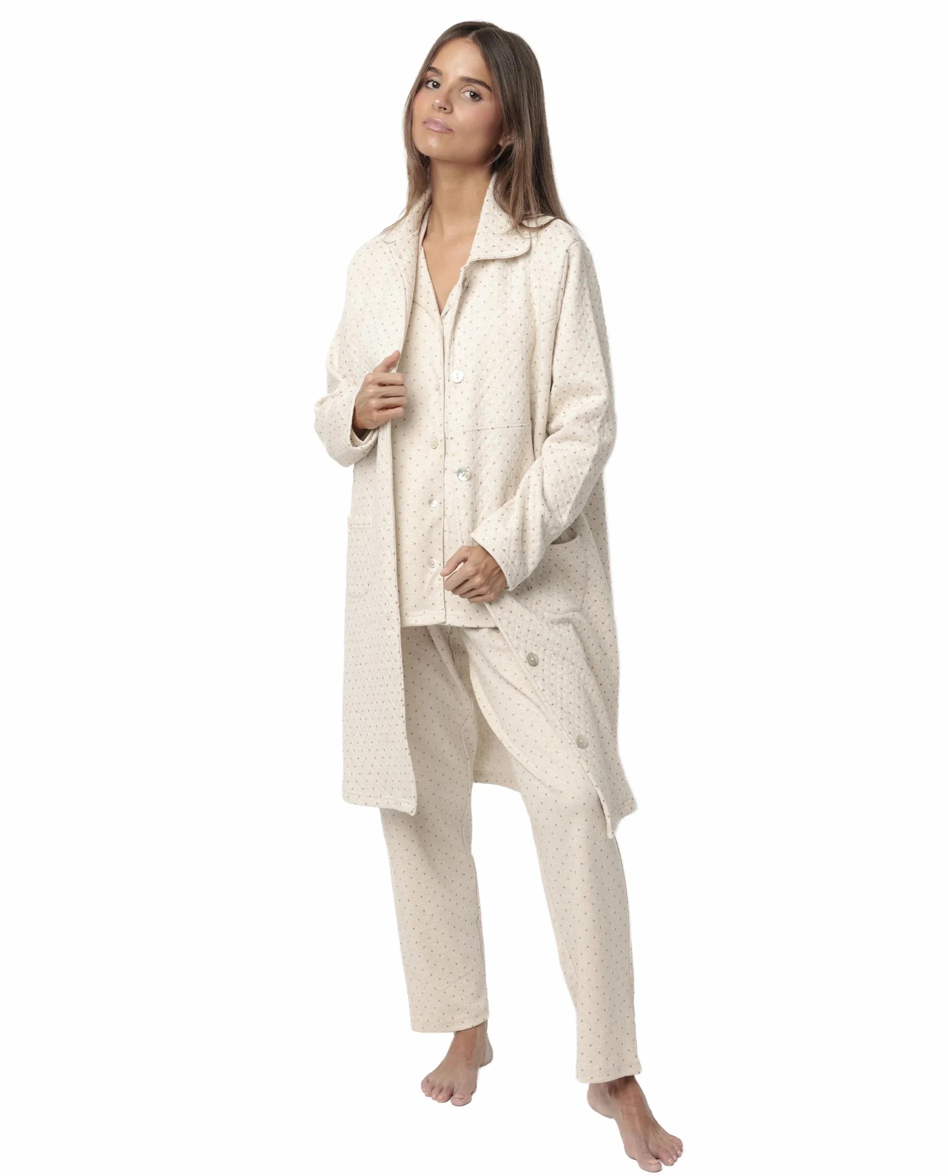 ADMAS classic bata manga larga botones organic dots mujer