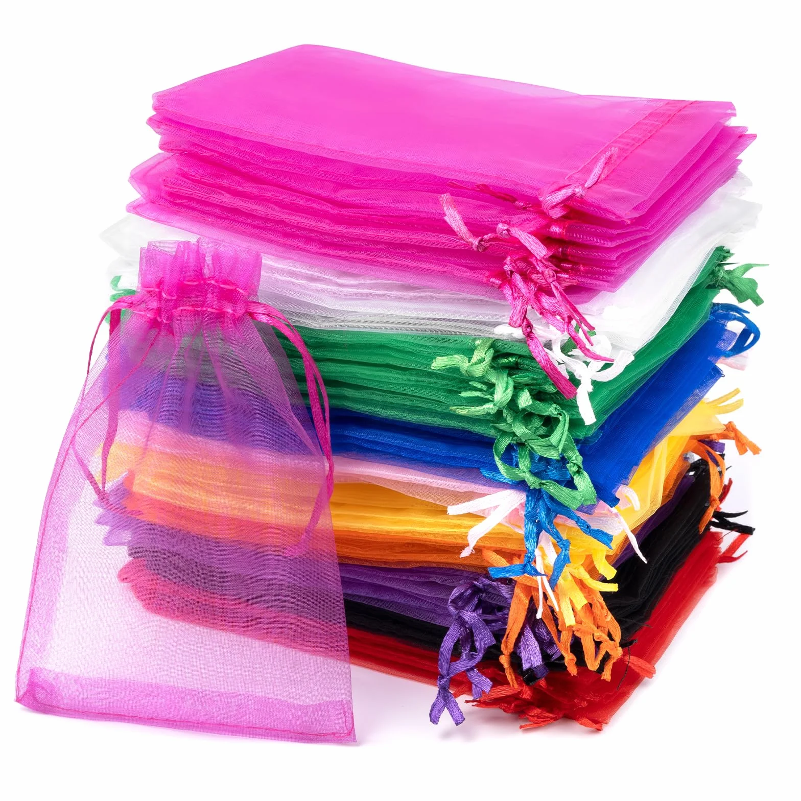 Carehabi - 100 bolsas de regalo de organza, joyas y lavanda, multicolor, 10 x 15 cm, preferencias de boda, fiesta de festival