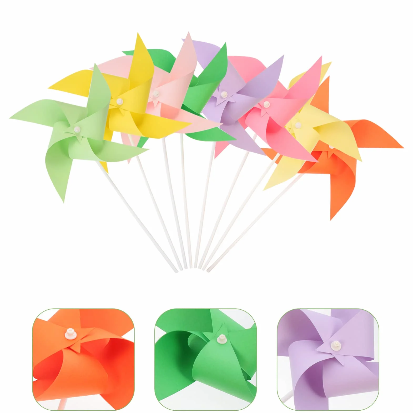 COHEALI Molinillos de Viento de Papel para Niños 8 Piezas Colores Mezclados para Manualidades Creativas Montaje y Dibujo Juguetes Educativos para Fiestas y Actividades Familiares