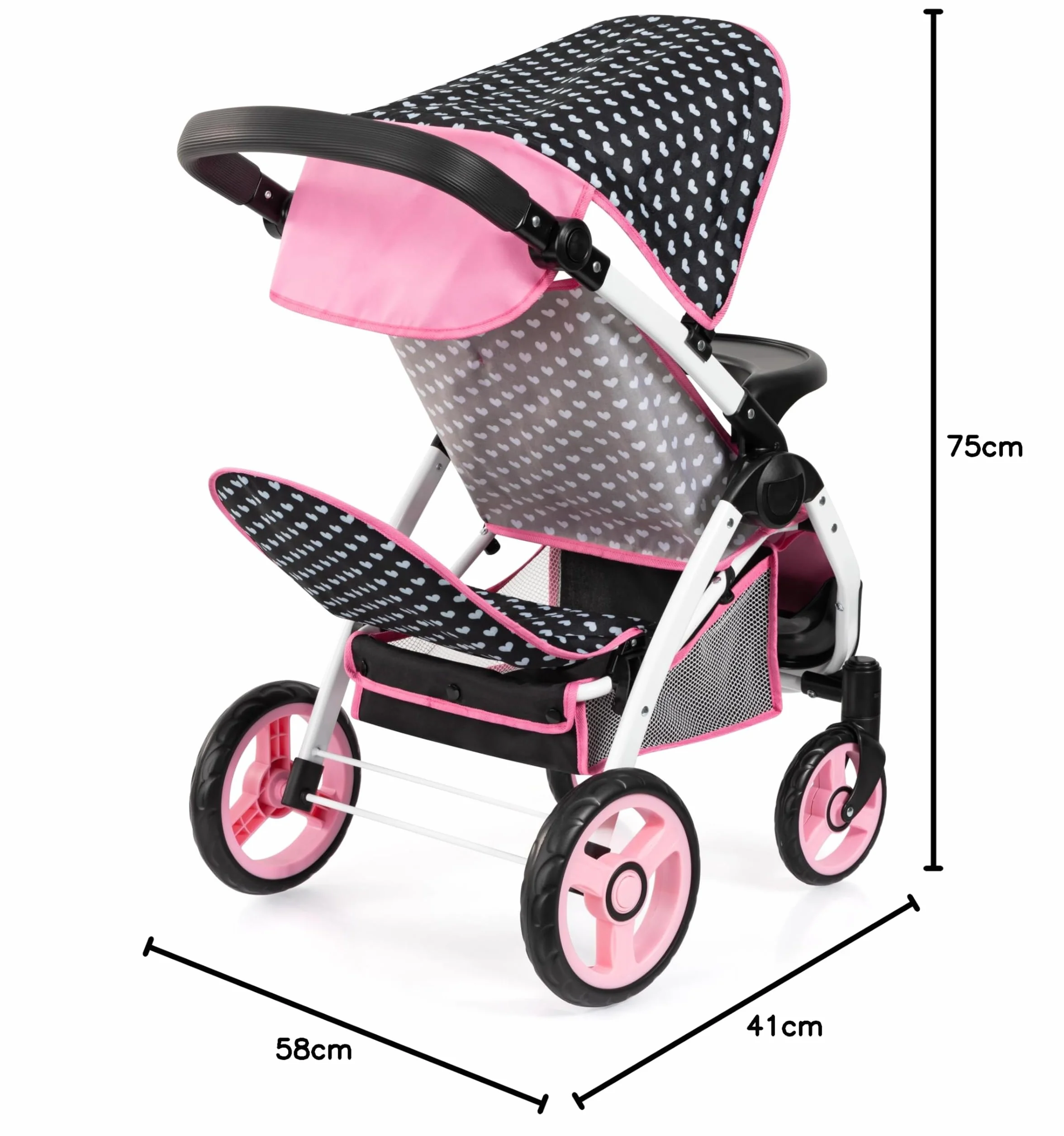 Bayer Design 39460AA Cochecito de muñeca gemelas Carrito Doble Altura Regulable