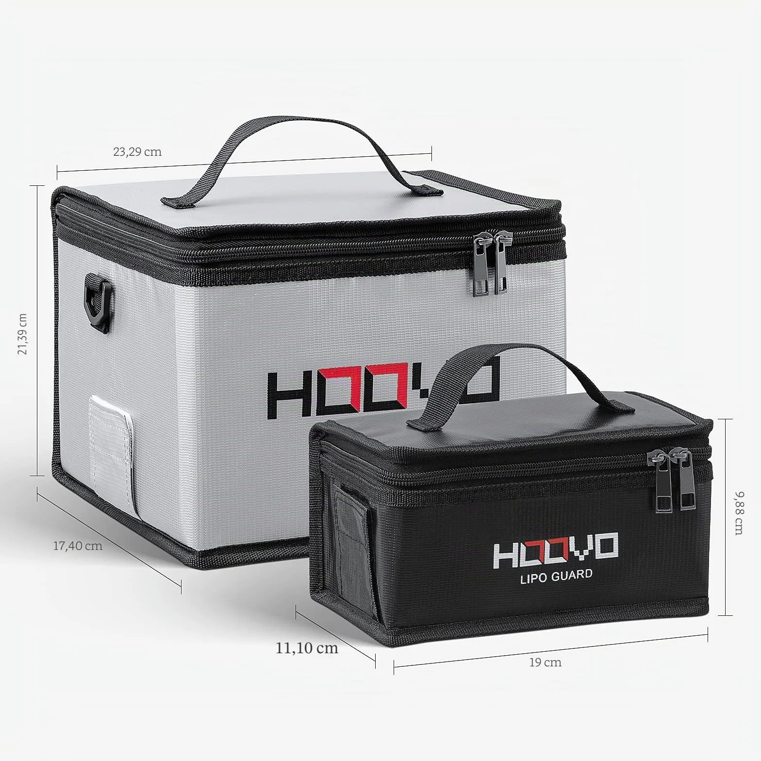 HOOVO Lipo Bag - Bolsa de Seguridad para batería Lipo ignífuga y antiexplosión LiPo Guard Safe Bag para Guardar y Cargar baterías de polímero de Litio con Doble Cremallera