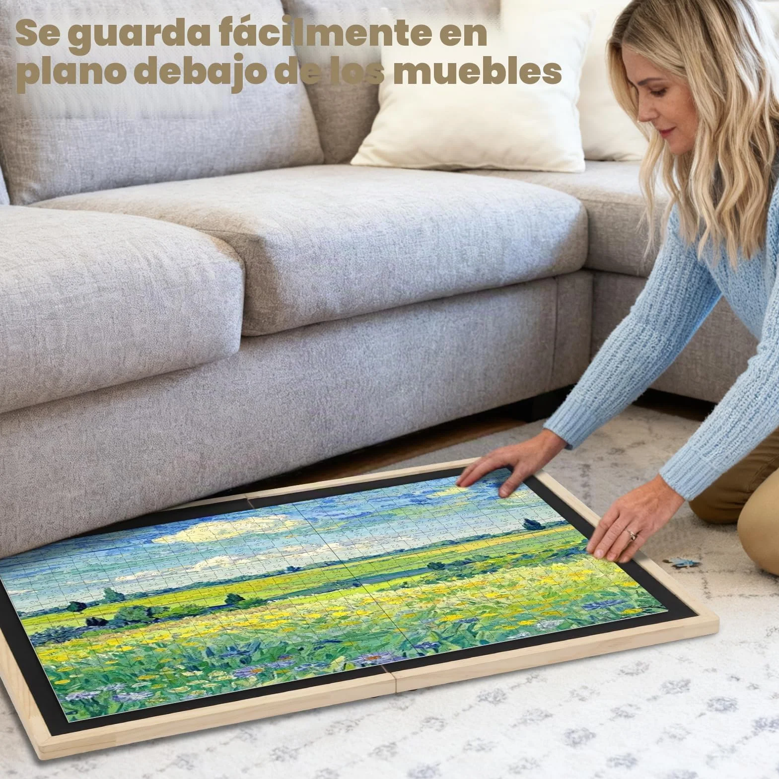 Wdmiya Tablero para Puzzle Plegable de 1500 Piezas, Puzzle Board Giratorio con Soporte y Cubierta 2 en 1, Tablero de Rompecabezas Antideslizante con 4 Cajas, Puzzles Board Portátil para Adultos