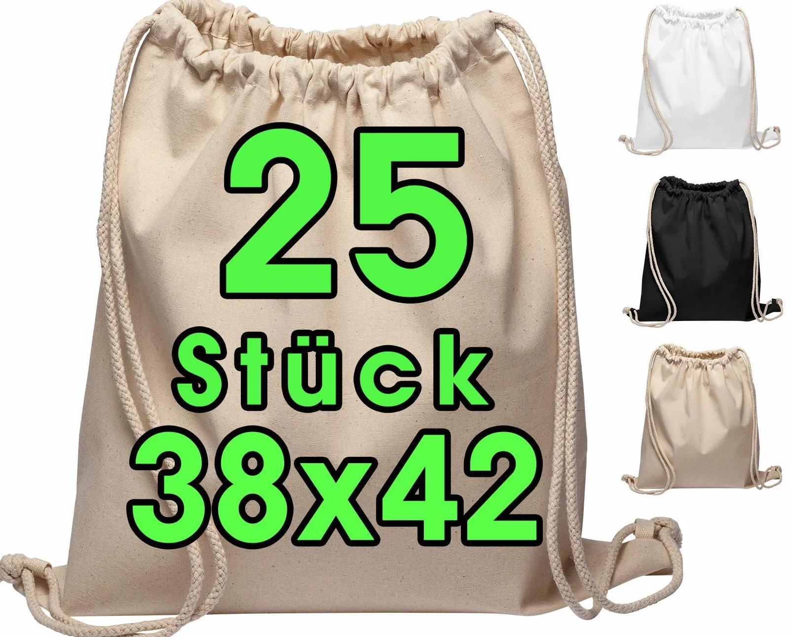 Bolsa de deporte de algodón OEKO-TEX® 38 x 42 cm 25 unidades
