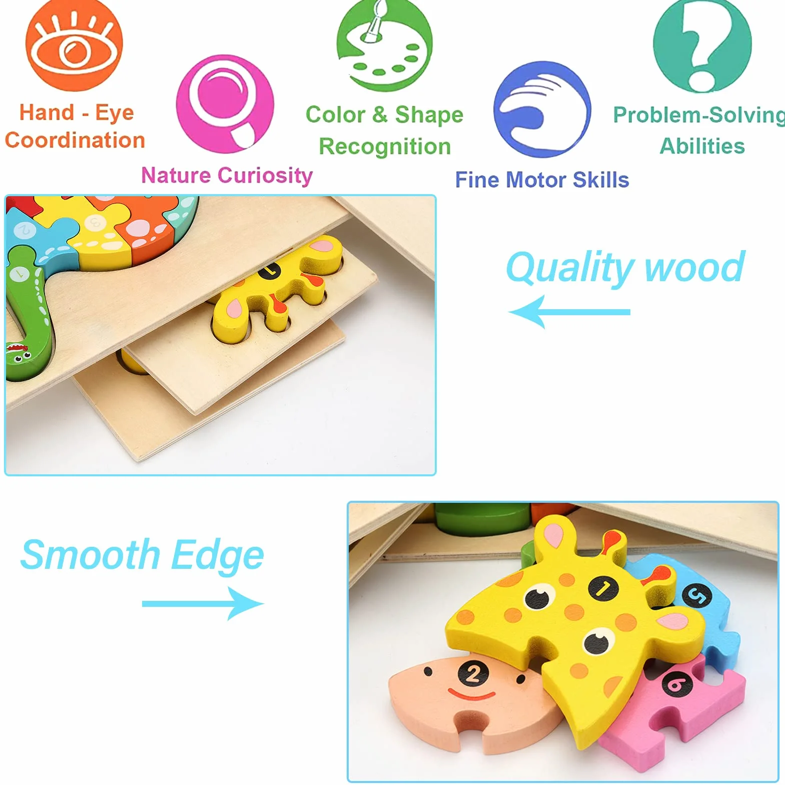 Animales Juguetes Puzzle Madera Niños 1 2 3 Años, Bebe Juguete Montessori 1 2 3 Años Niña Niño, Juego Educativo Regalo Navidad