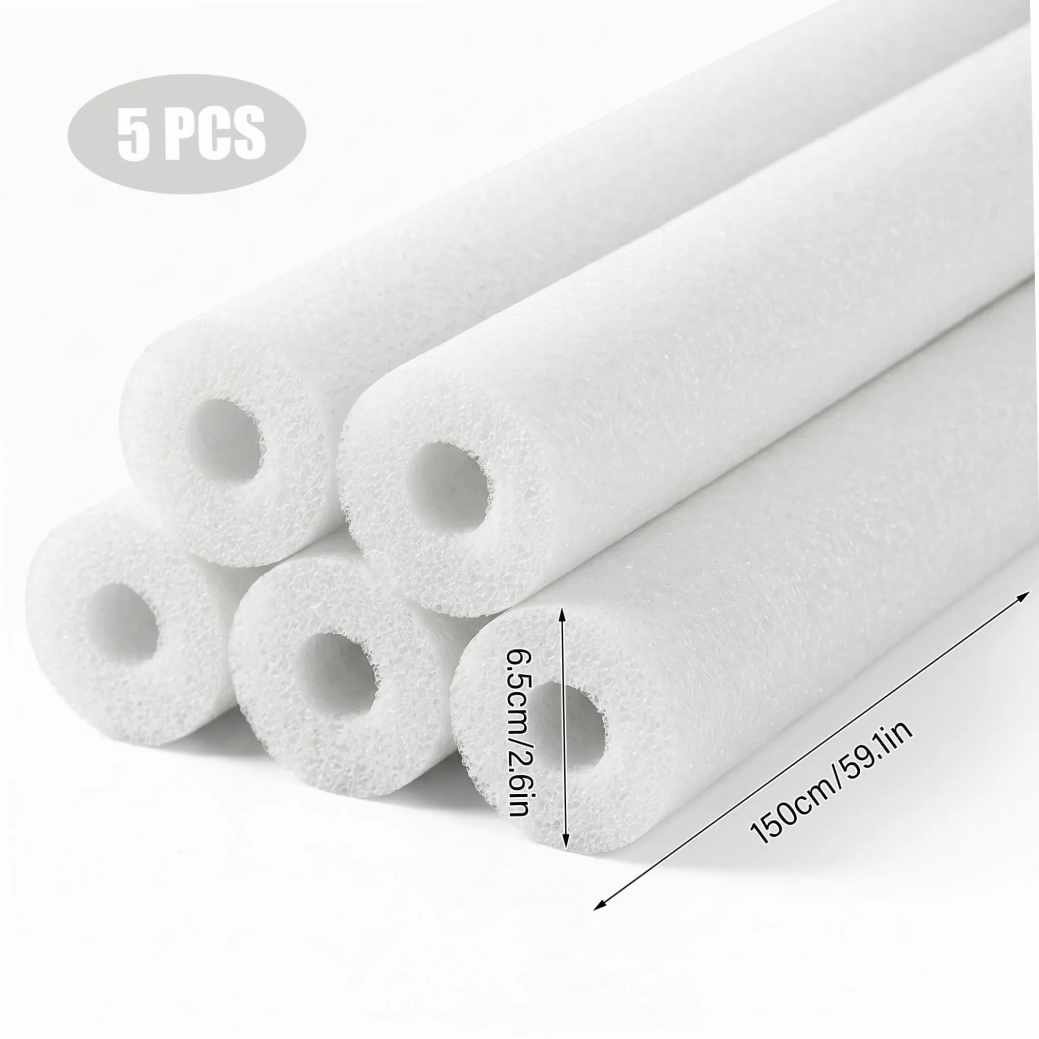 Jumbo Pool Noodle 5 Piezas Claro Blanco 59 Pulgadas | Construcción hueca liviana, segura para niños, para diversión en la piscina de verano
