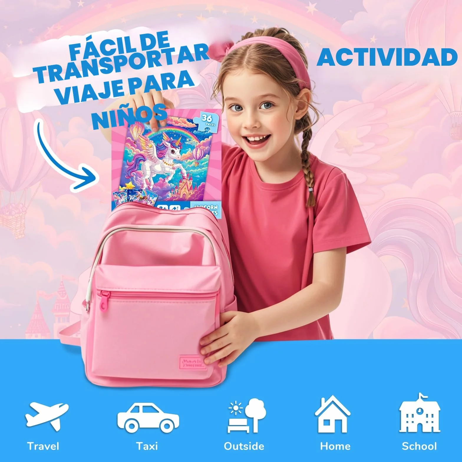 Puzzle MagnéTicos De Unicornio para NiñOs, Rompecabezas para Viajar De 36 Piezas para NiñOs De 3 A 8 AñOs,Puzzle para NiñAs para Mejorar La Inteligencia,Actividades con En AvióN,CumpleañOs