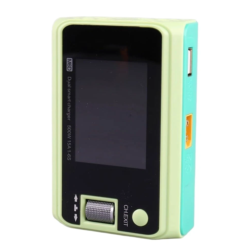 Cargador de equilibrio de doble canal de 500 W con refrigeración optimizada y puerto USB para baterías de litio 6S y compatibilidad de modelos de aviones (B)