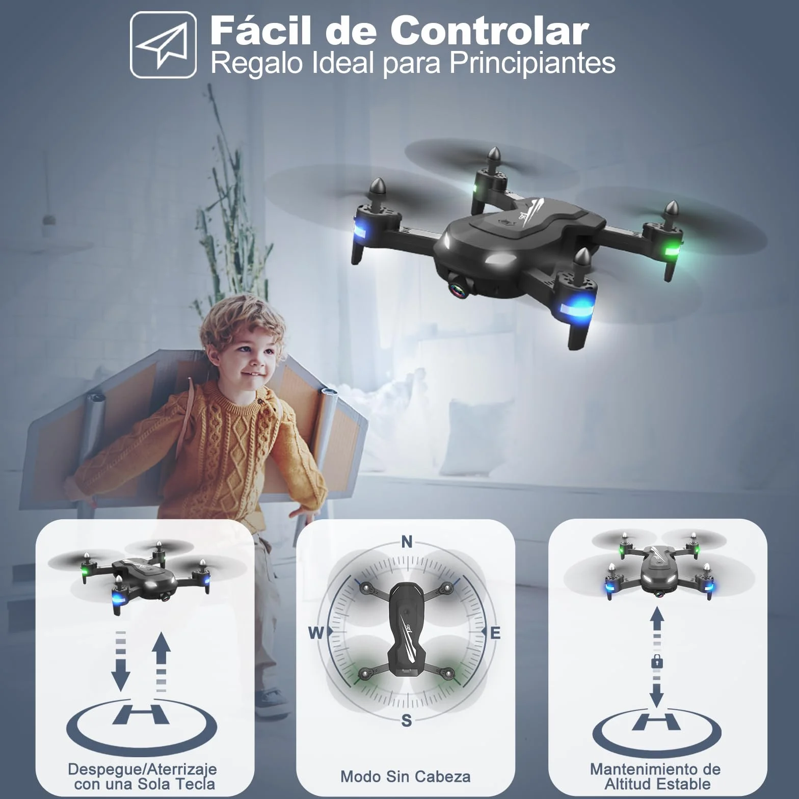Wipkviey T26 Drone Cámara 1080P HD Quadcopter FPV Vivo 3D Flip 2 Baterías 26 Mins