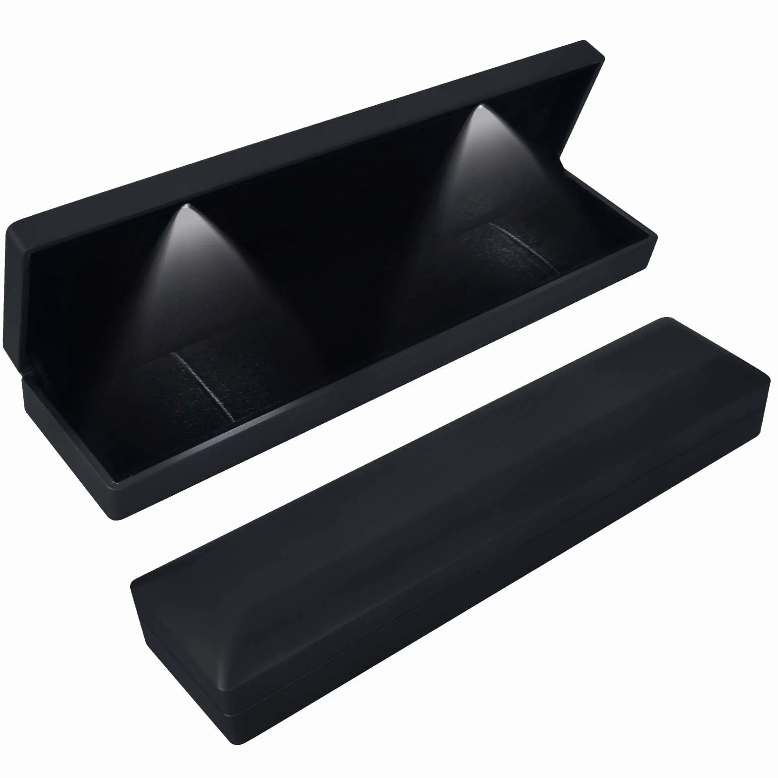 Caja de Regalo de Joyería con Luz LED, Estuche para Colgante/Pulsera/Collar con Luz LED, Joyero de Terciopelo, Estuche de Exhibición de Joyería, para Propuesta Compromiso Boda, 23*5.5*3.5cm, Negro