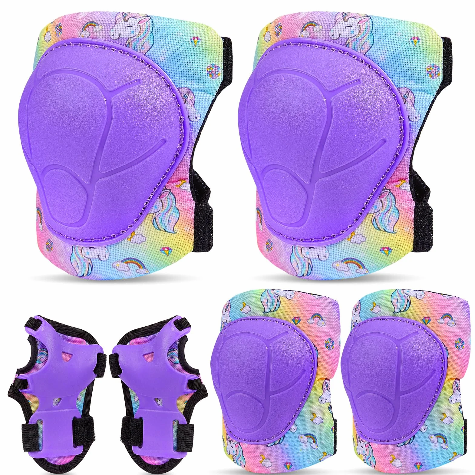 Protecciones Skate Niño Unicorn Castle 6 Piezas Rodilleras Coderas Muñequeras Patines Niña