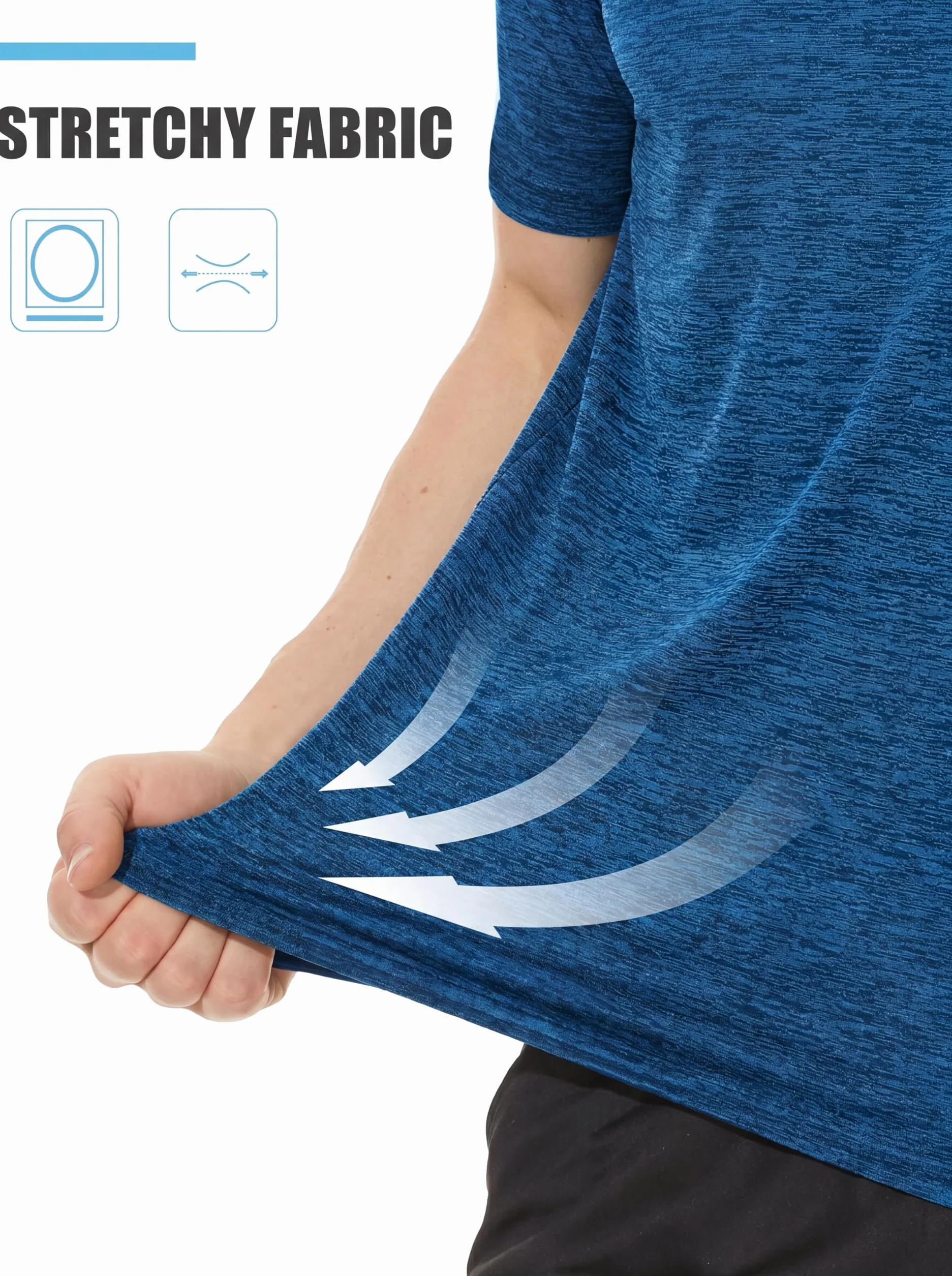 TACVASEN Camiseta de correr para hombre secado rápido manga corta cuello redondo verano deportes gimnasio