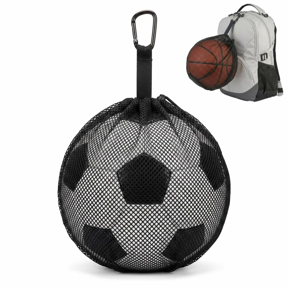 Bolsa Red para Baloncesto Futbol Voleibol con Cordon Ajustable, Gancho para Colgar, Transpirable y Portatil