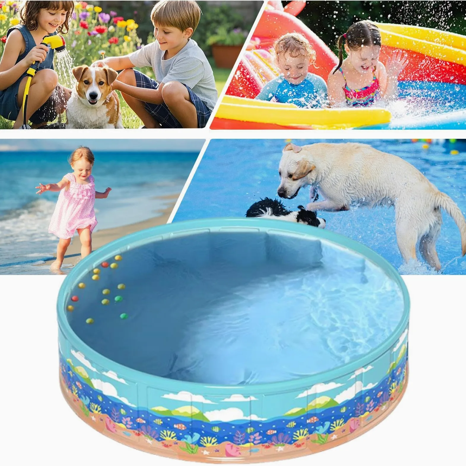 Piscinas Infantiles de jardín | PVC Plegable portátil no Hinchable - Piscina de Chapoteo para Niños,para Niños Y Niñas Verano Exterior Al Aire Libre Patio Jardín De Agua Y Patio Trasero