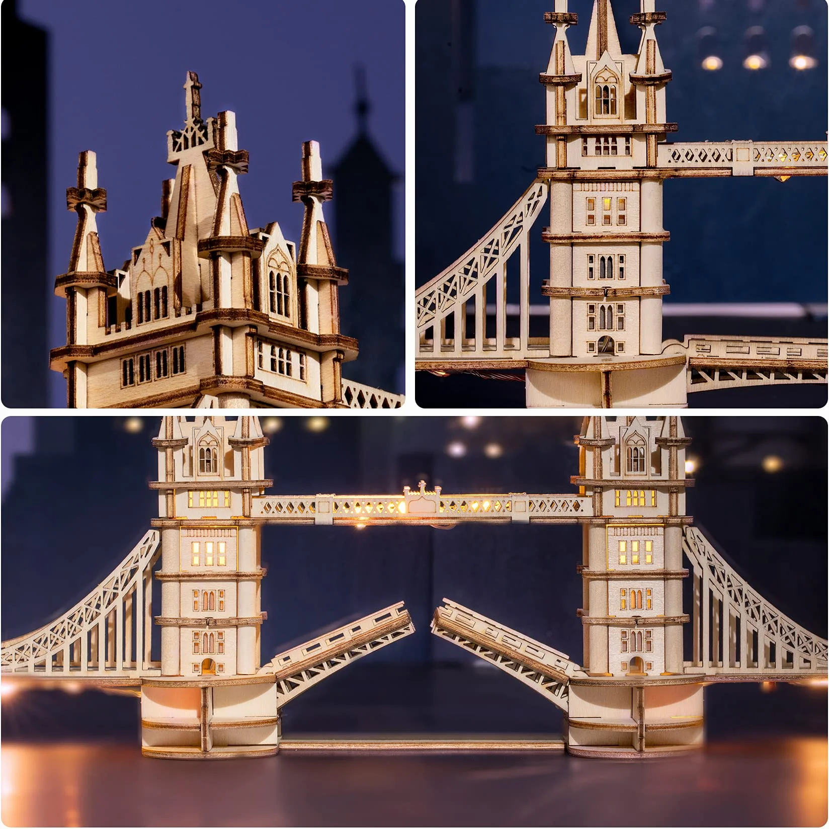 Rolife Puzzle 3D Madera Antiguo Maquetas para Montar para Construir Adultos Niñas Puente de la Torre 113 Piezas, Tower Bridge, Sin Pilas en el Paquete