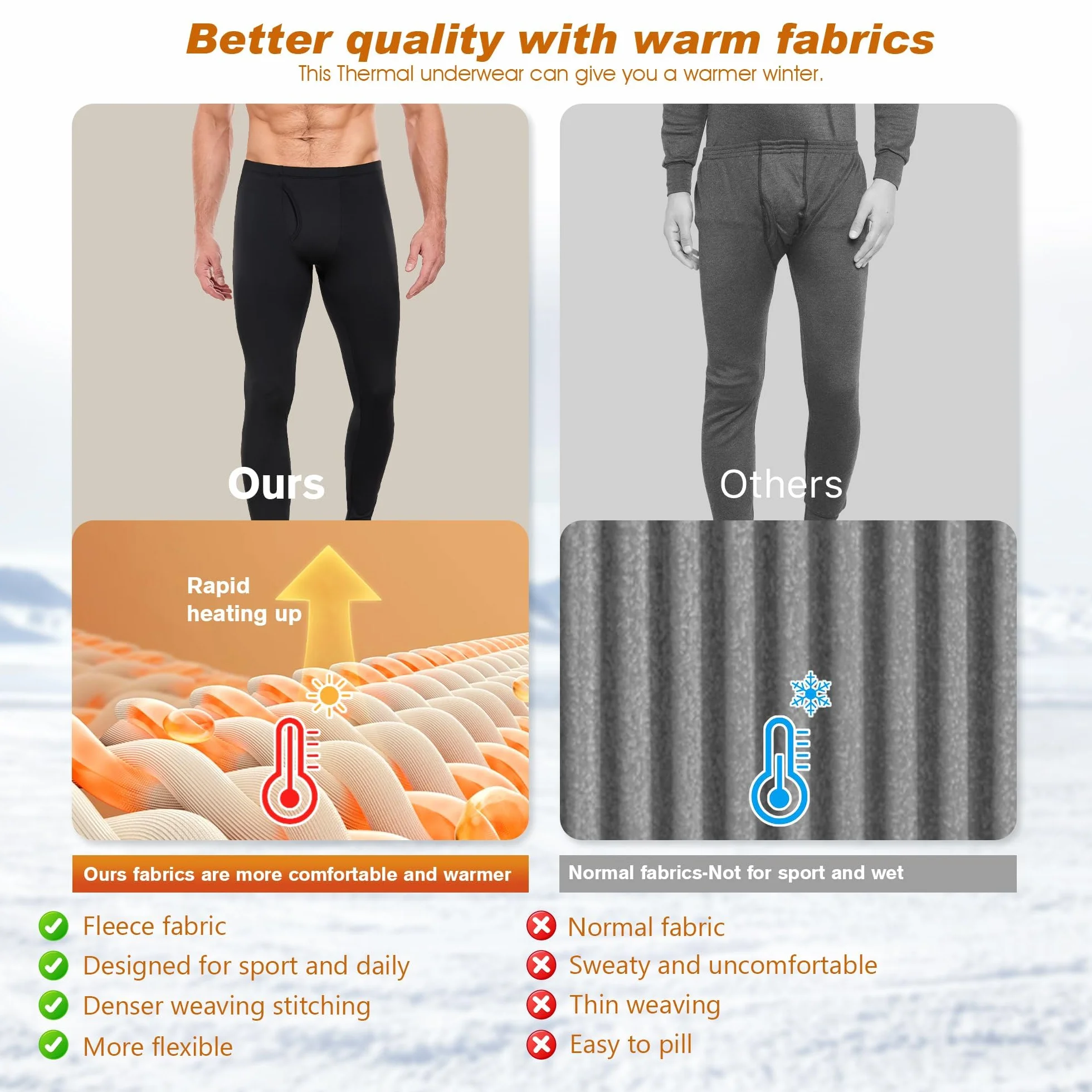 BENNIES Pantalon Termico Hombre Mallas Deporte Running Montaña Ropa Termica Frio Leggins Negro Gris
